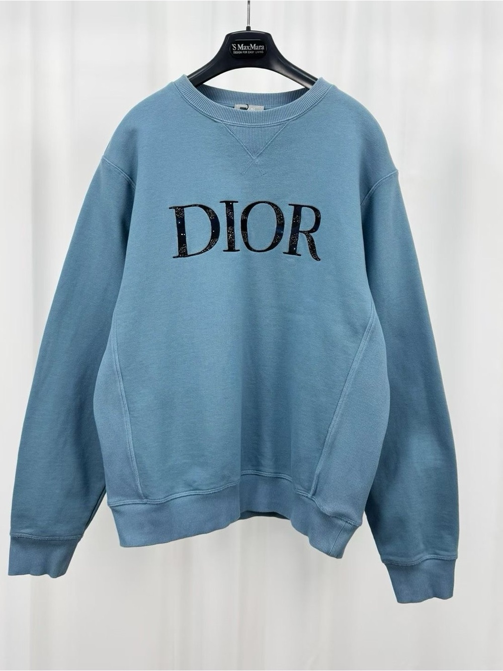 Dior Men’s Dusty Blue Logo Crewneck